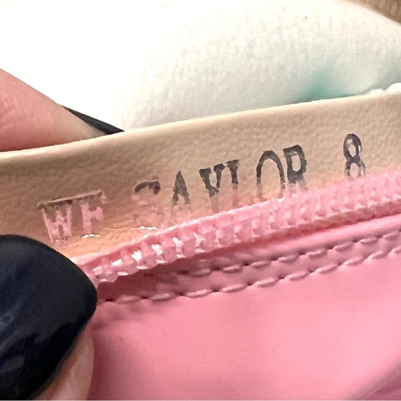 Raid ASOS Saylor Barbie Pink Patent Block Heel Mid Calf Boots Women’s 8 Wide Fit - Picture 15 of 16